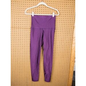Emily Hsu Designs Purple Metallic High Waisted Athletic Yoga Leggings Large
